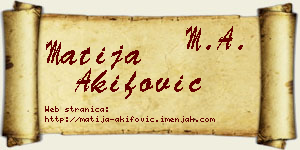 Matija Akifović vizit kartica